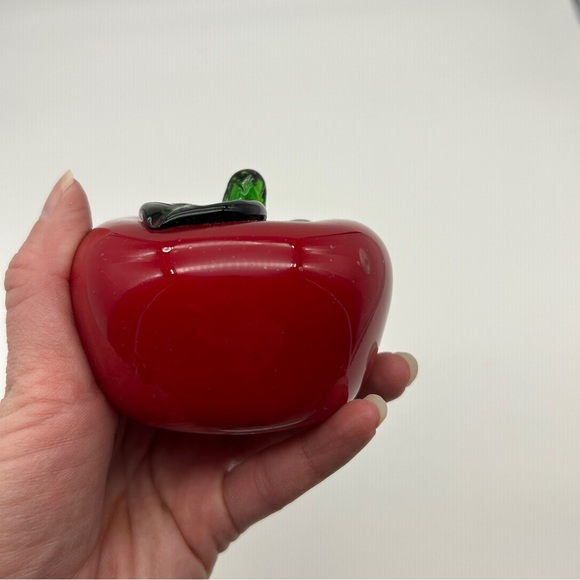 Red Apple Vintage Murano Style Art Glass Hand Blown Vegetable Fruit - Picture 6 of 9